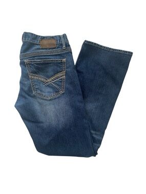 BKE Aiden Men's Dark Blue Denim Bootcut Jeans.